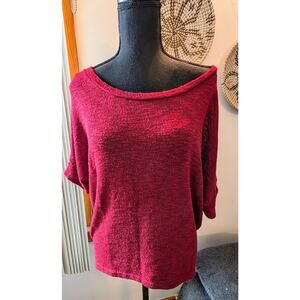 Women's One Clothing Brand Red SS Slouch Sweater Boho Size Medium M Comfy Hippie